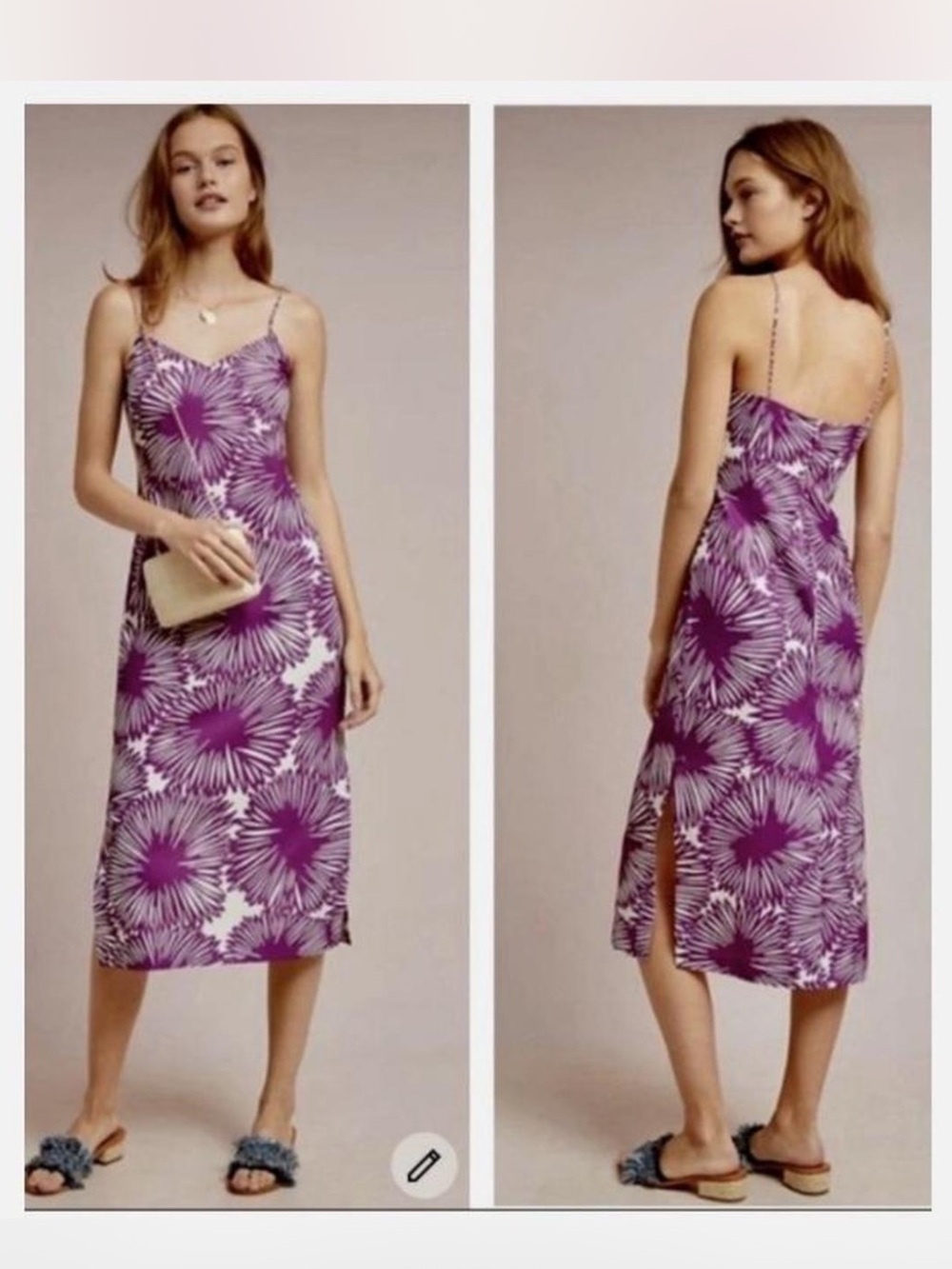 NWT Anthropologie size 0 midi slip dress in Dahlia mums